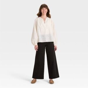 Washed Black Wide Leg Pant Jeans 2 Universal Thread High Rise 2025 Denim Raw Hem